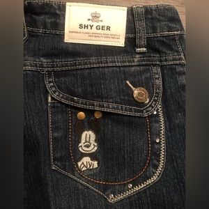 Micky mouse embroidered high rise SHYGER jeans.